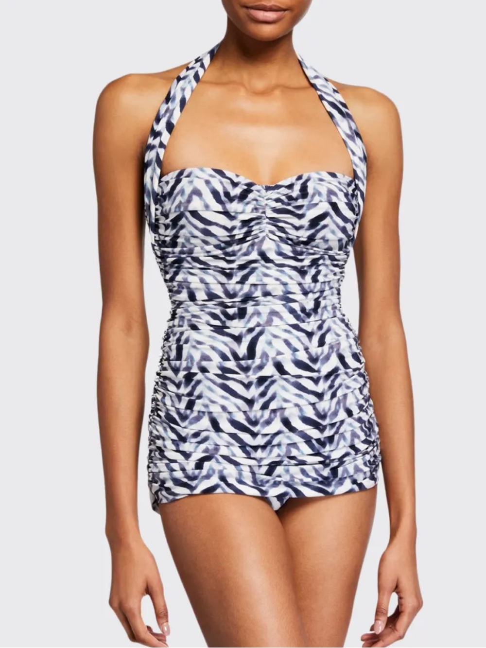 Norma Kamali grey and White Zebra Print One-Piece Swimsuit